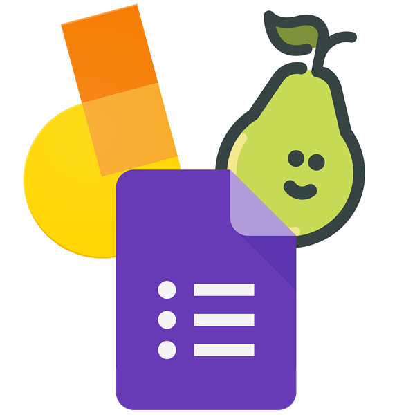 Jamboard, Pear Deck, Google Forms logos